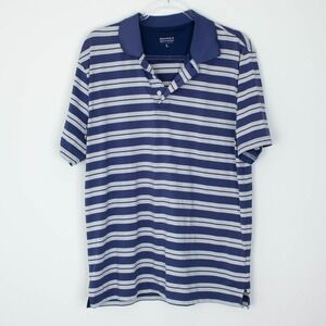 Brooks Brothers Mens Striped Performance Polo Shirt Size L Blue Preppy Golf Work
